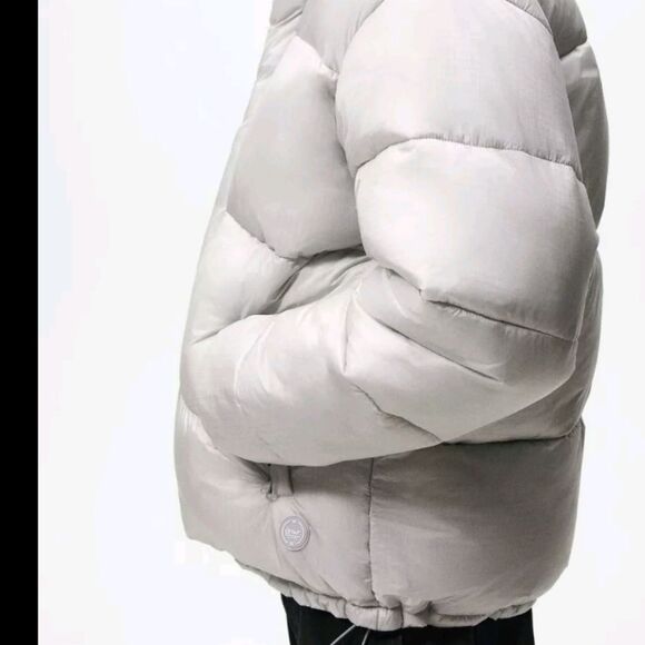 NEW ZARA Puffer Jacket Gray Full-zip Snap Medium - Picture 10 of 12
